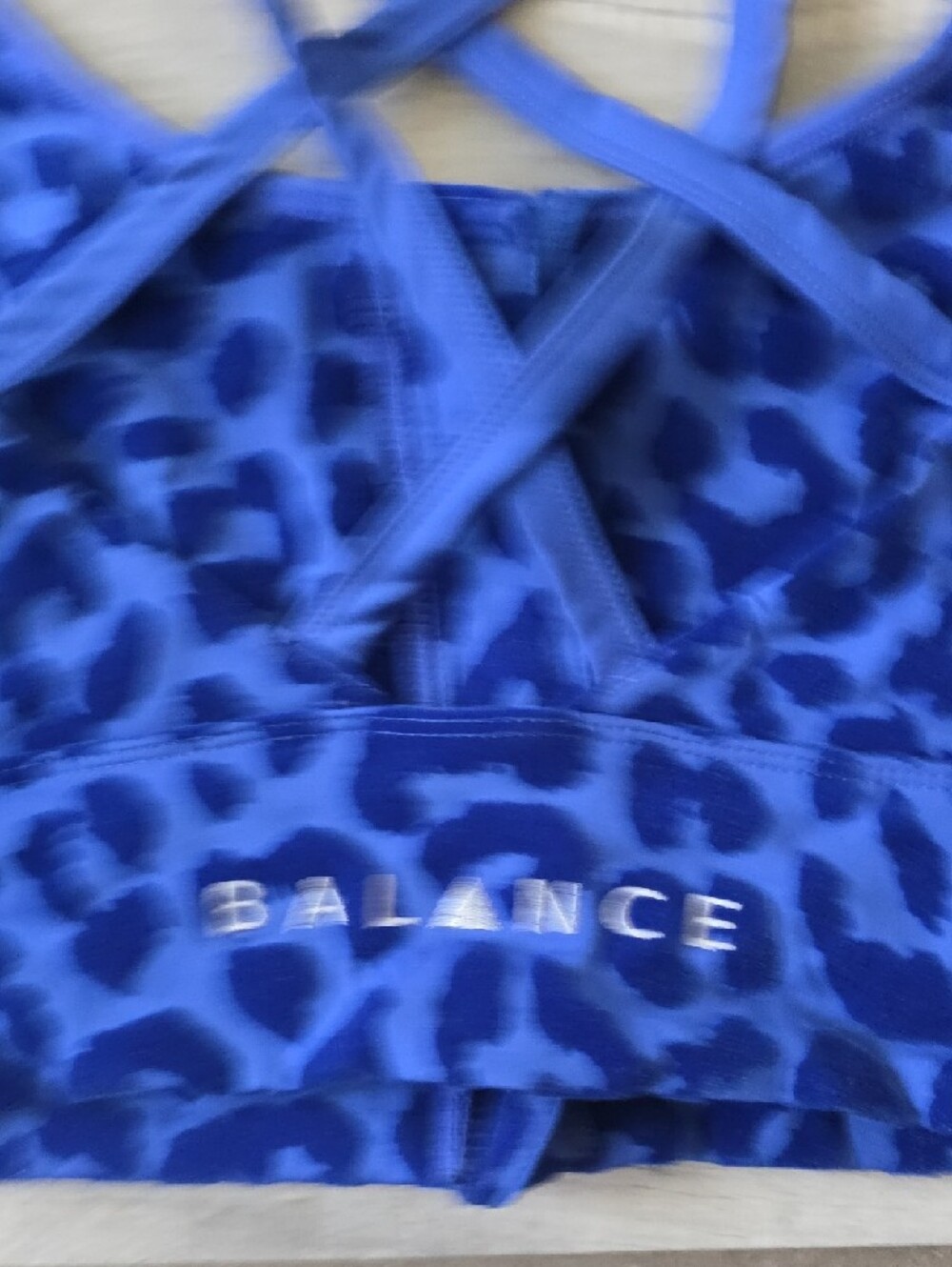 Balance/Vitality Athletica Blue Leopard Front-Zip Sports Bra - Picture 6 of 7